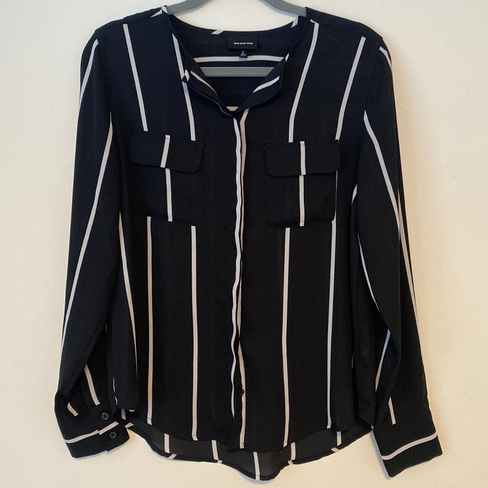Who What Wear sheer long sleeve button up